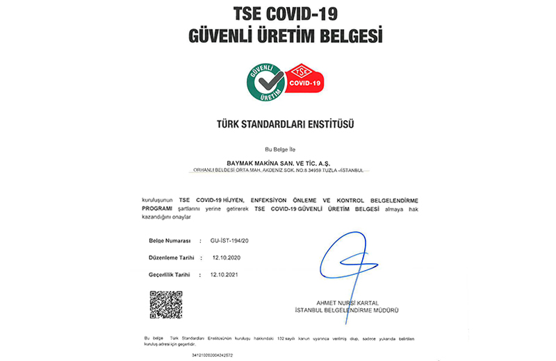 BAYMAK’A TSE ONAYLI GÜVENLİ ÜRETİM BELGESİ